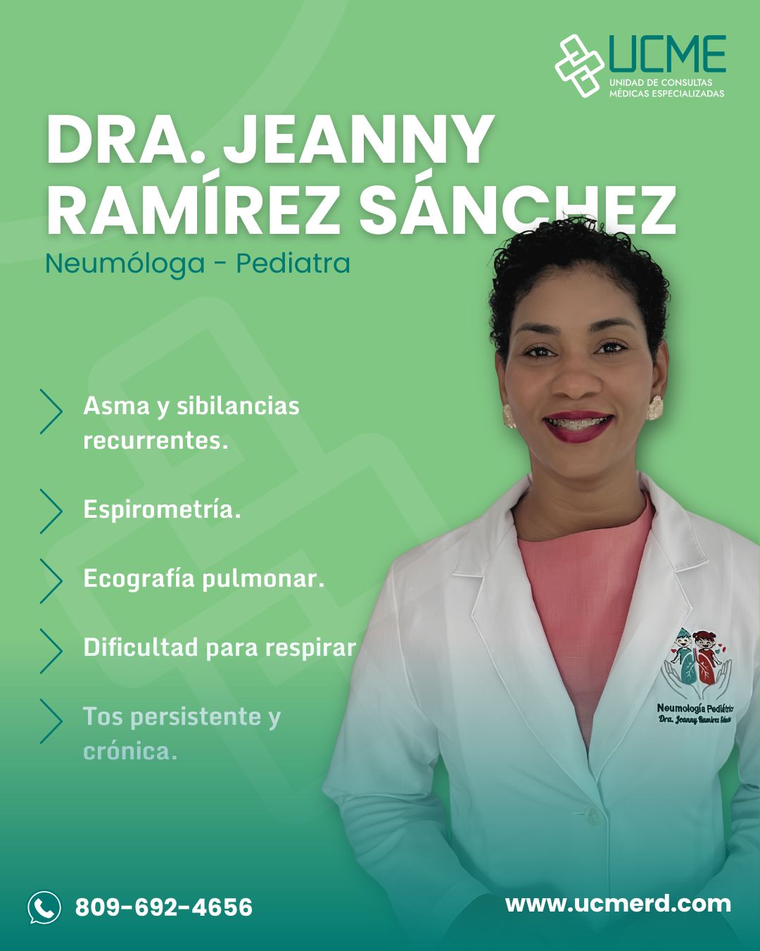Presentación de Dra. Jeanny Ramírez Sánchez y sus servicios en UCME